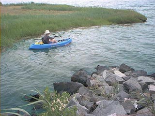 Camille in a kayak.